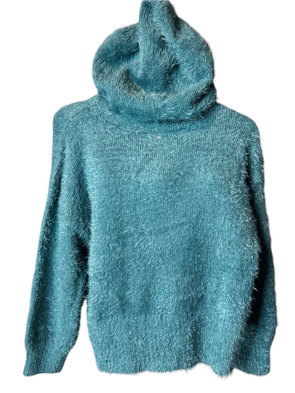 Peanuts Teal Fuzzy Hooded  Sweater with Woodstock 5/6 XS little girls